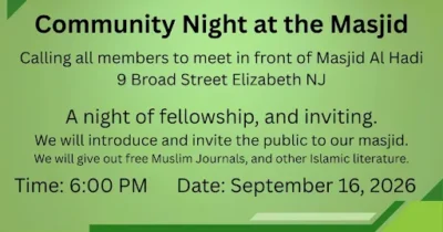 Community Night at Masjid Al Hadi in Elizabeth New Jersey